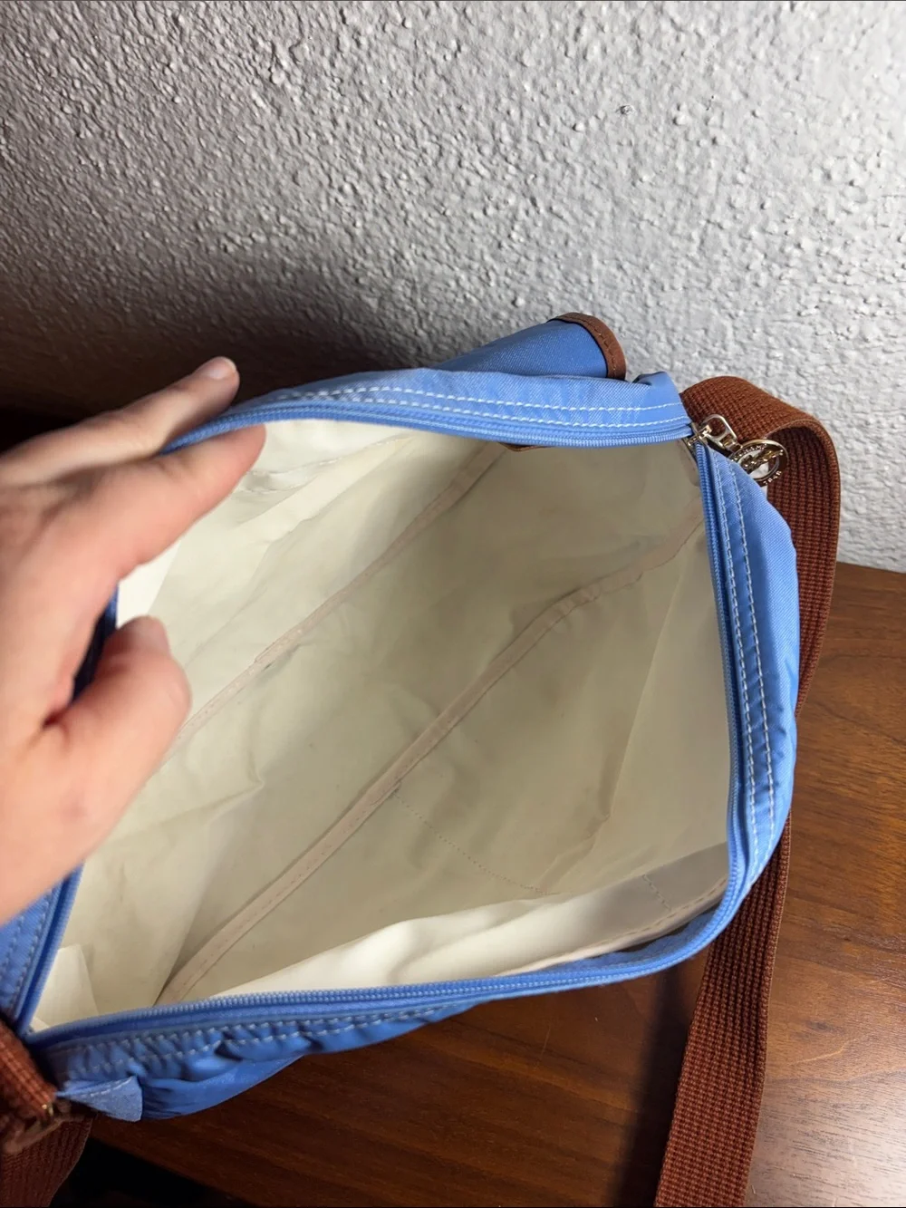 Longchamp La Pilage Blue Nylon Messenger Bag